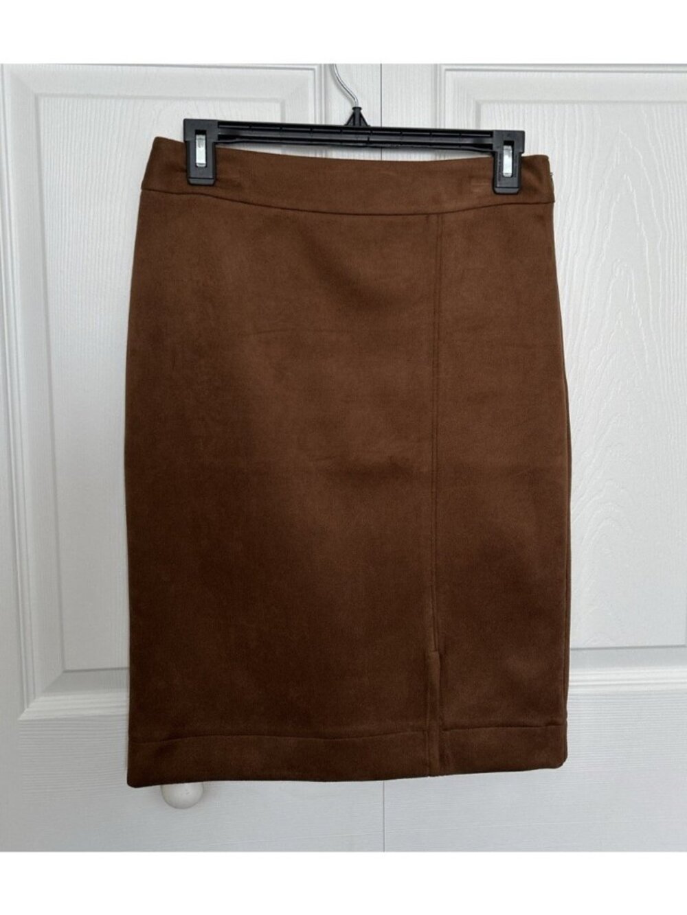 Ann Taylor Womens Vegan Suede Side Zip Pencil Skirt Brown Size 0